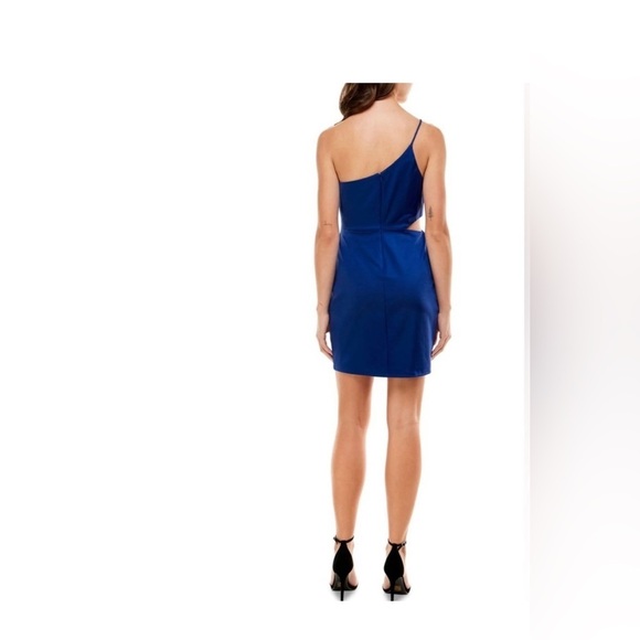 NWT Jump Apparel Dress Size 3/4 Blue One Shoulder Spaghetti Stap Cutout Dress - Picture 2 of 13